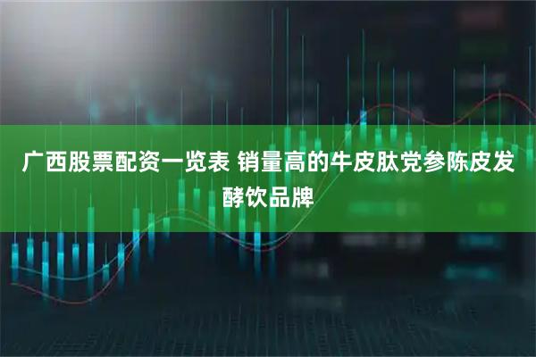 广西股票配资一览表 销量高的牛皮肽党参陈皮发酵饮品牌