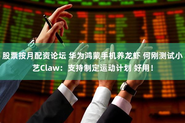 股票按月配资论坛 华为鸿蒙手机养龙虾 何刚测试小艺Claw：支持制定运动计划 好用！